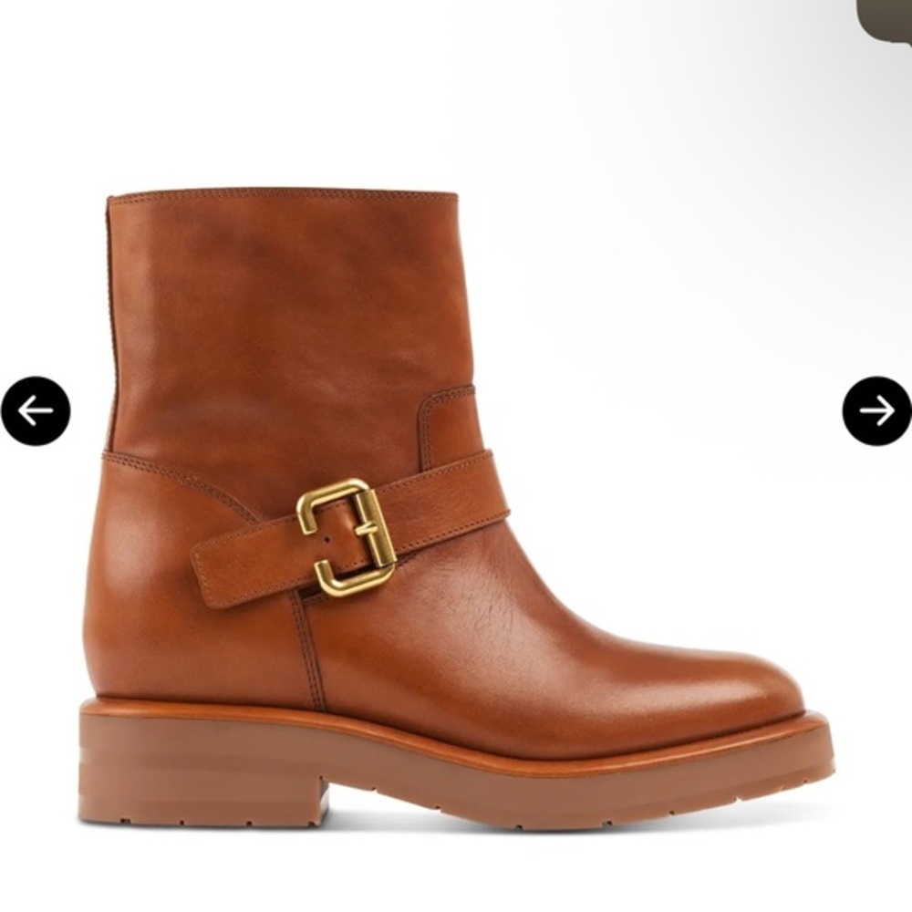 Chloé Coddington Leather Ankle Boots Brown Buckle Chunky Sole EU 39 NWT Dust Bag